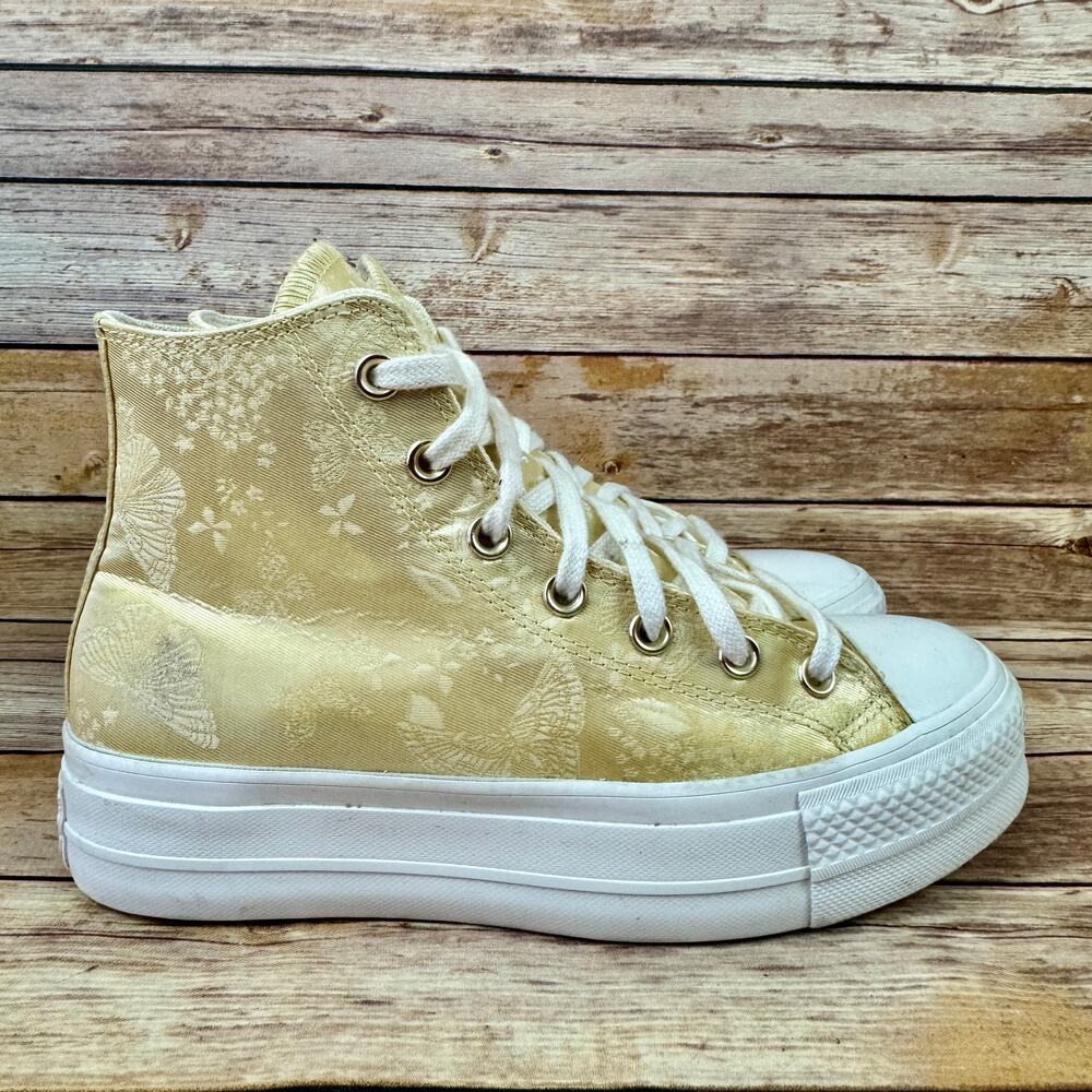 Converse Women's High-Top Sneakers in Cream Floral Jacquard